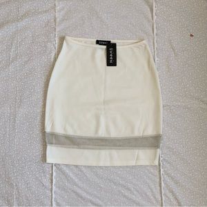 Swoon Cream White Mini Skirt with Mesh
